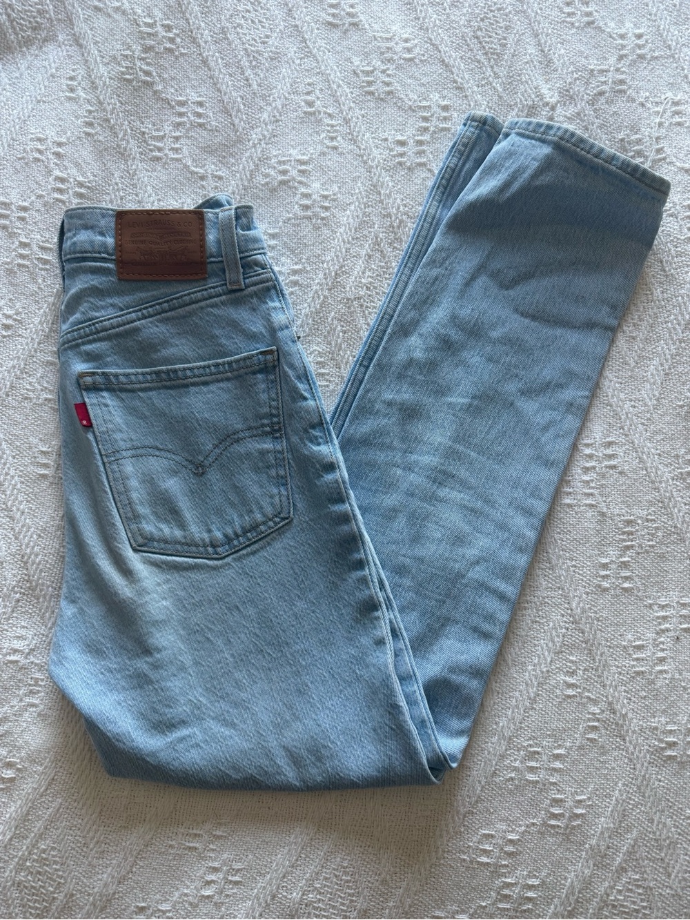 Levi's Light Wash 70’s High Slim Straight Jeans Western Boho Retro size 24